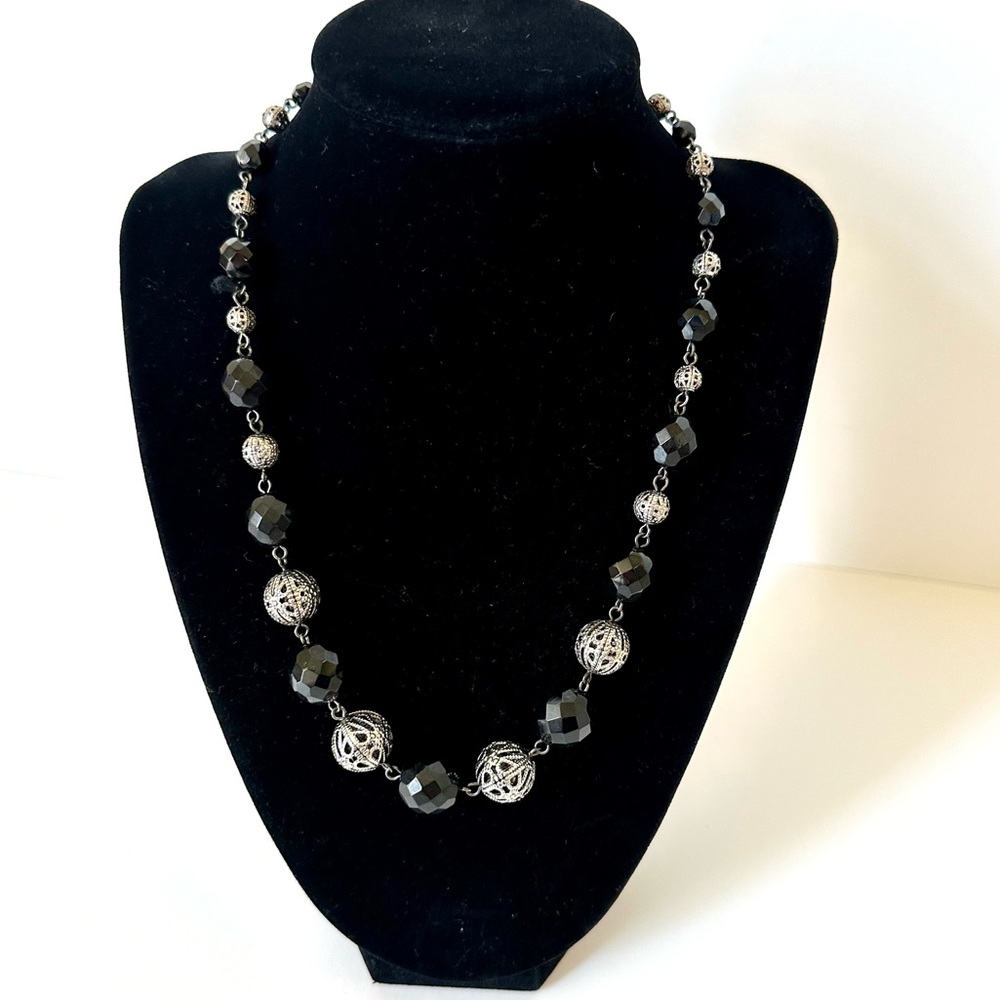 WHITE HOUSE BLACK MARKET Black & Silver Statement Necklace